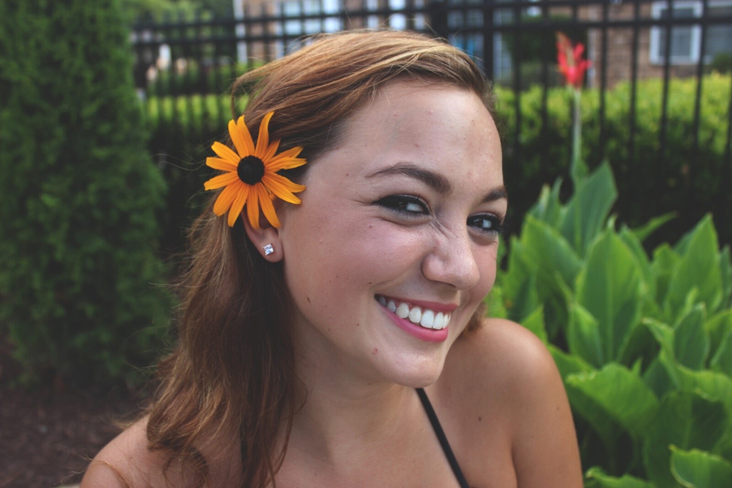flowers in short hair