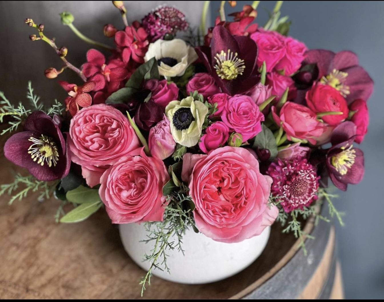 An exquisite display of flowers from our boutique flower shop in Boston