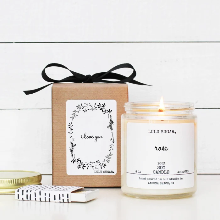 LULU SUGAR “I LOVE YOU” (ROSE SCENTED) SOY CANDLE