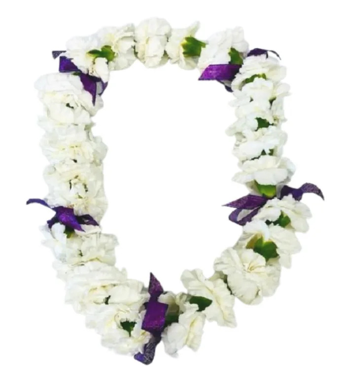 CARNATION LEI G-1105 *CHOOSE YOUR RIBBON COLOR(S)*