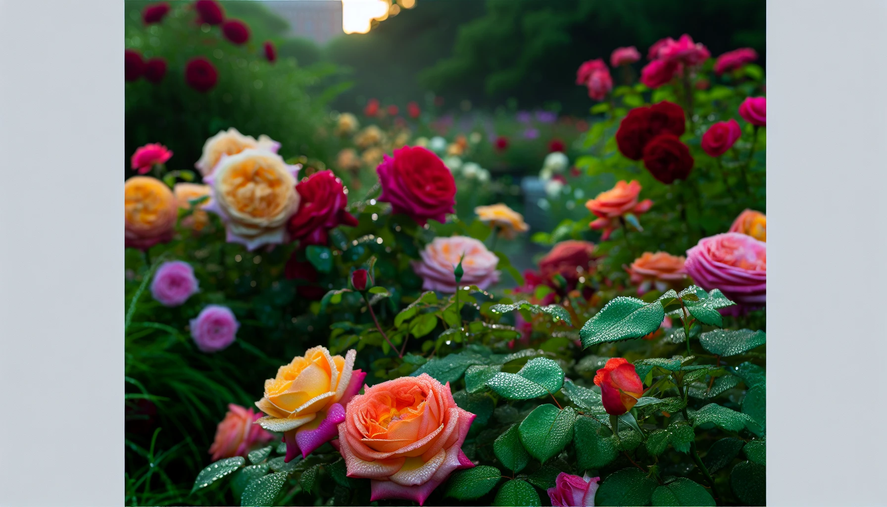 Various types of roses in a garden, showcasing the diverse rose varieties thriving in New York