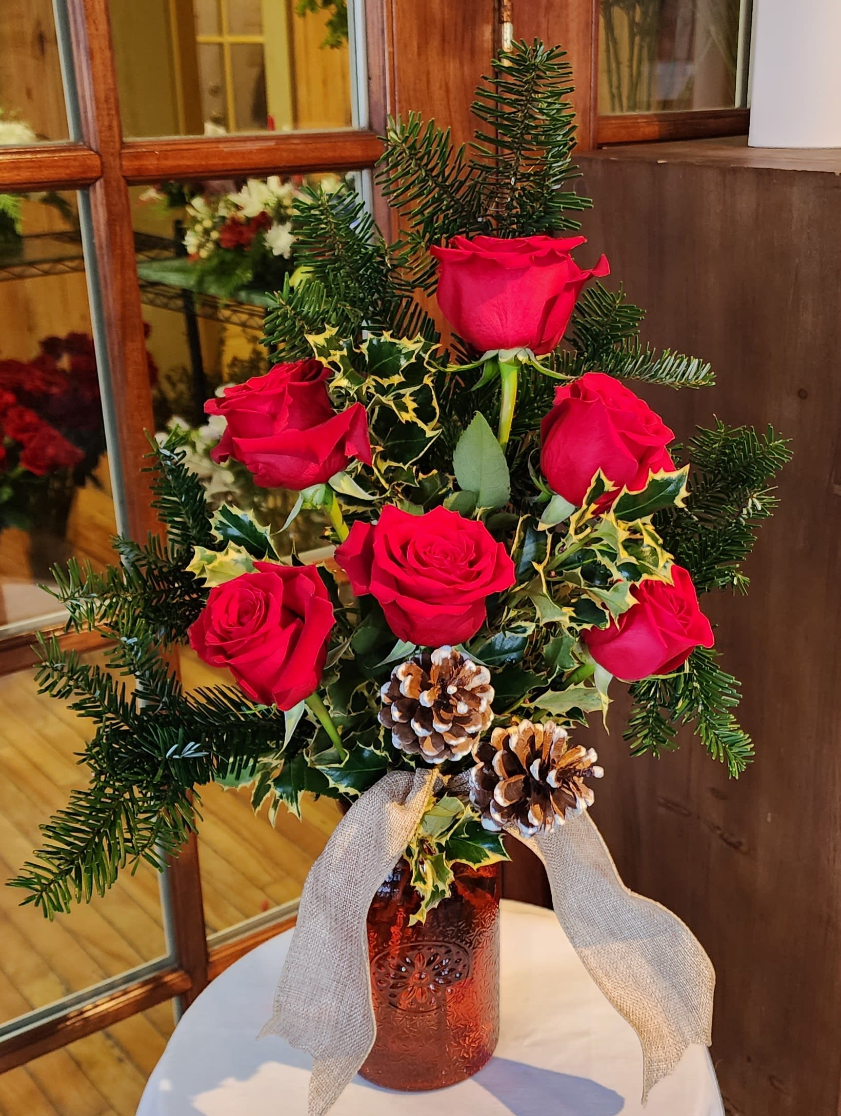 Roses & Holly - Christmas rose flower delivery Waterville