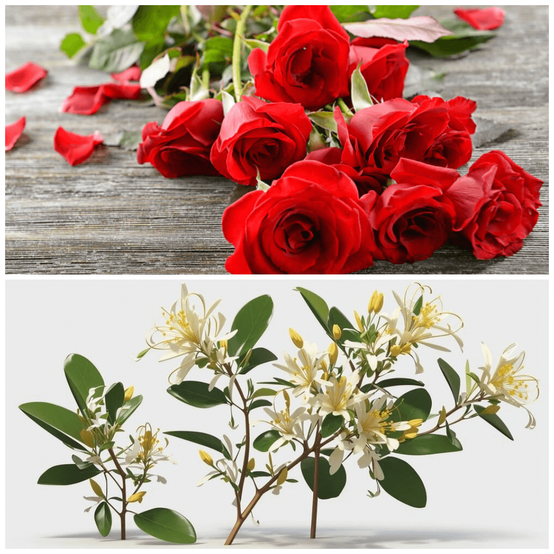 June birth flower - Rose and Honeysuckle