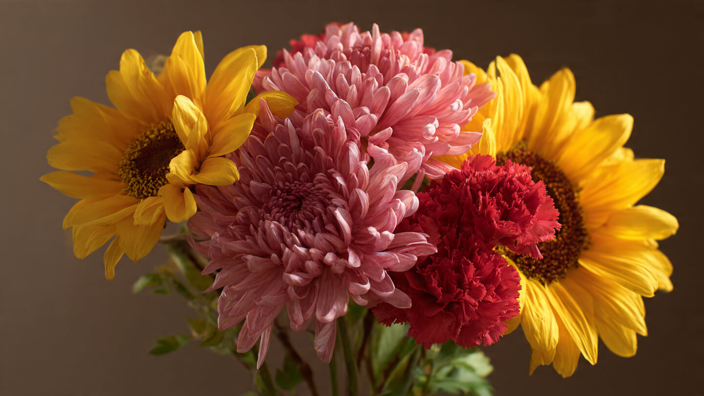 Chrysanthemums, Carnations, and Sunflowers - Tucker Flower Shop