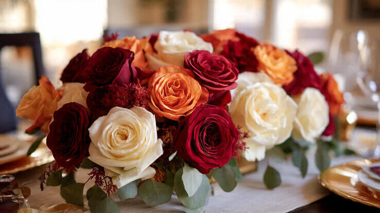 Roses - Thanksgiving centerpiece from waterville florist