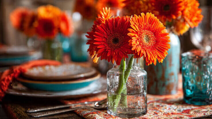 Gerbera Daisies - Thanksgiving table flowers