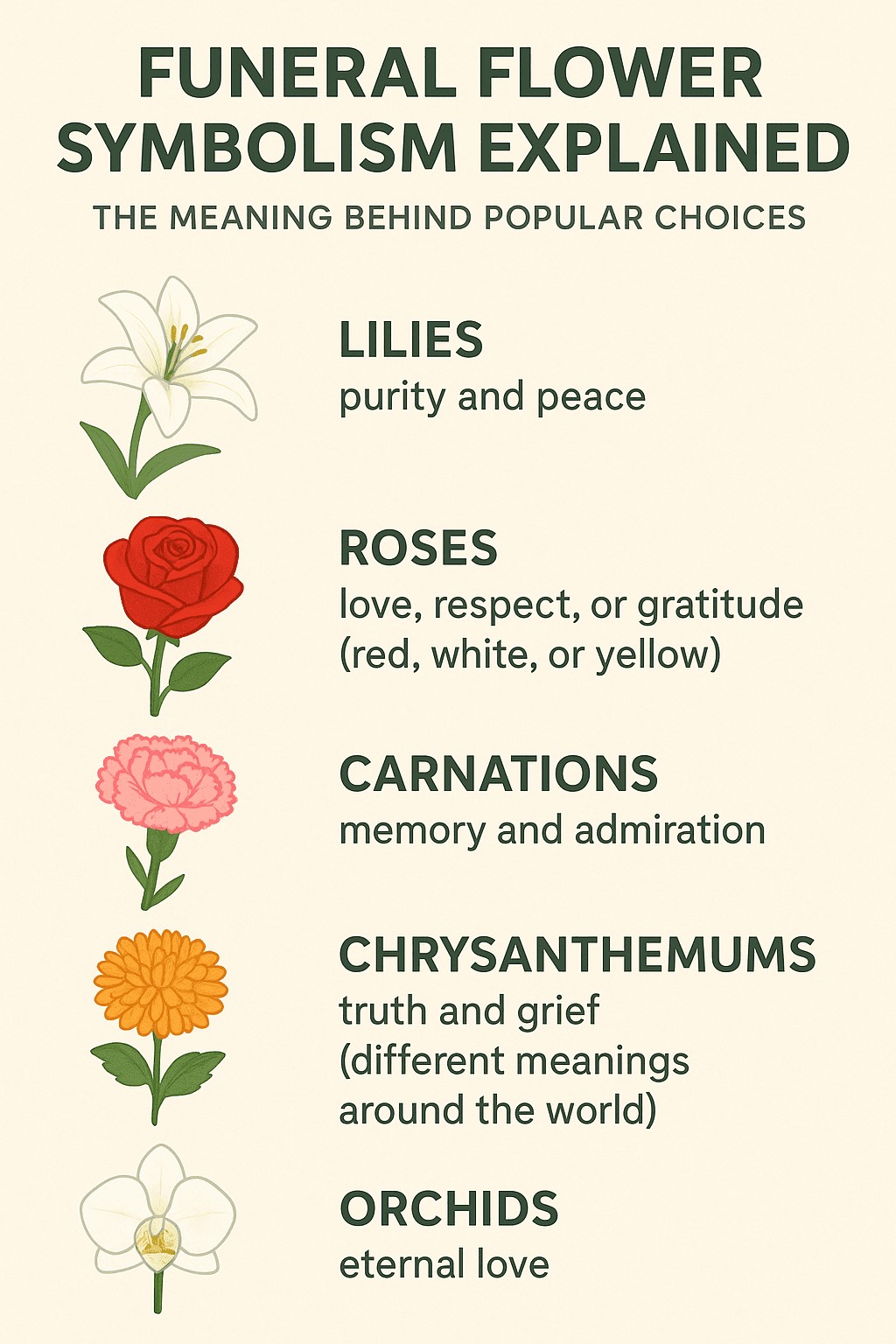 The Meaning of Funeral Flowers Chart